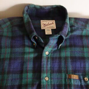 WOOLRICH Original Outdoorwear Cotton Flannel Plaid Green Navy Shirt – XL
